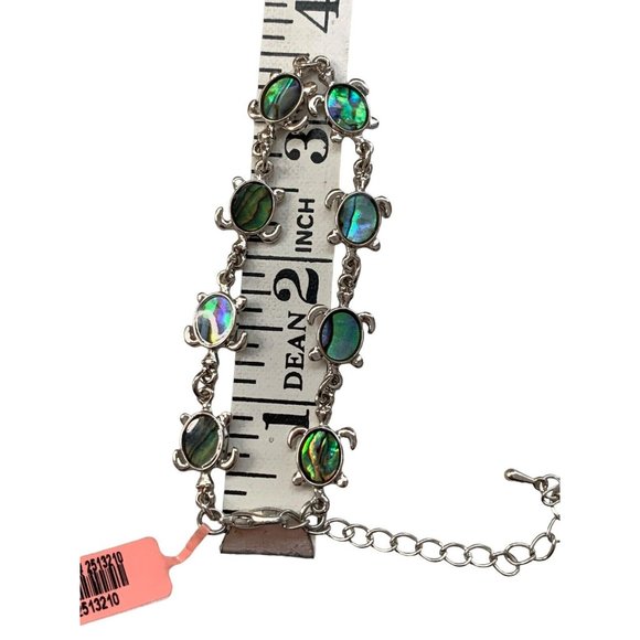 Turtle Bracelet Chain Link Adj C-Clasp Sea Turtle ABALONE Shell Swirl Jewelry - Picture 5 of 6